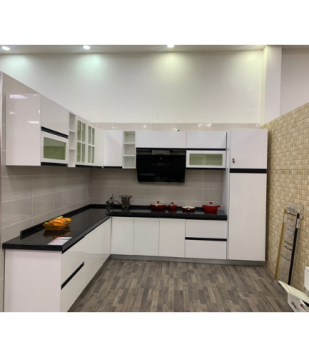 Lacquer White Kitchen Cabinet With Marble Top(KC104)