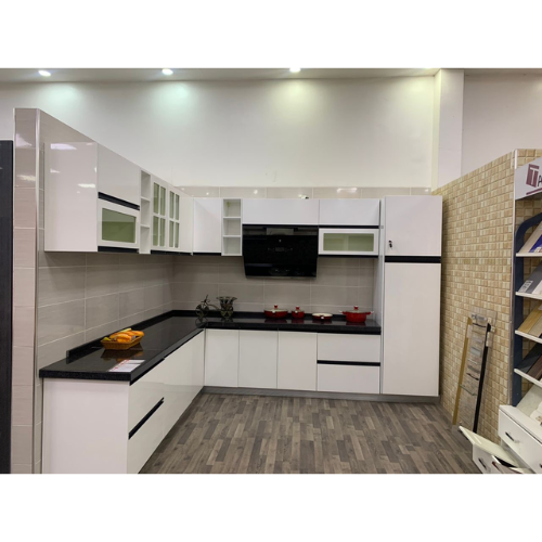 Lacquer White Kitchen Cabinet With Marble Top(KC104)