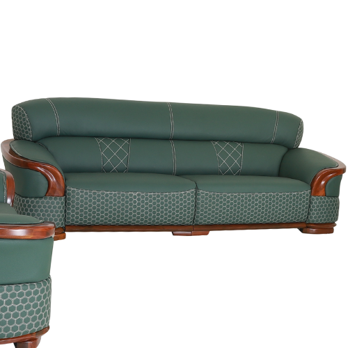 8 Seater Green Leather Sofa (SA546)