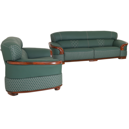8 Seater Green Leather Sofa (SA546)