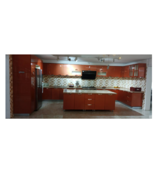 Lacquer Orange Kitchen Cabinet (KC101)