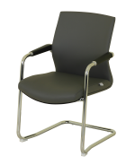 Grey Faux Leather Chair – Ergonomic Office & Meeting Room Seating - Image 2