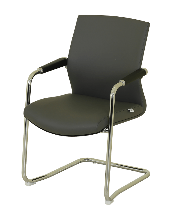 Grey Faux Leather Chair – Ergonomic Office & Meeting Room Seating - Image 2