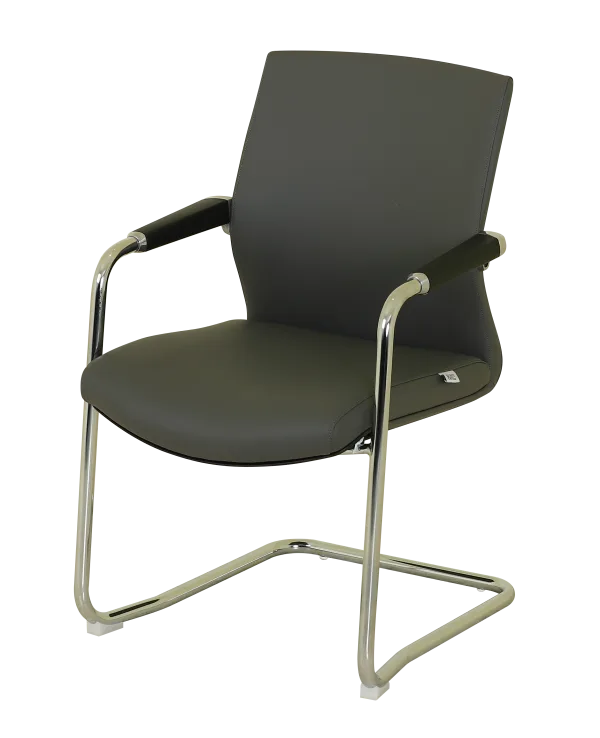 Grey Faux Leather Chair – Ergonomic Office & Meeting Room Seating - Image 2
