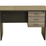 Modern Office Table – Elephant Gray Wood Grain Desk with Drawers