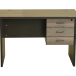 Modern Office Table – Elephant Gray Wood Grain Desk with Drawers