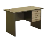 Modern Office Table – Elephant Gray Wood Grain Desk with Drawers - Image 4