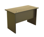 Modern Office Table – Elephant Gray Wood Grain Desk with Drawers - Image 2