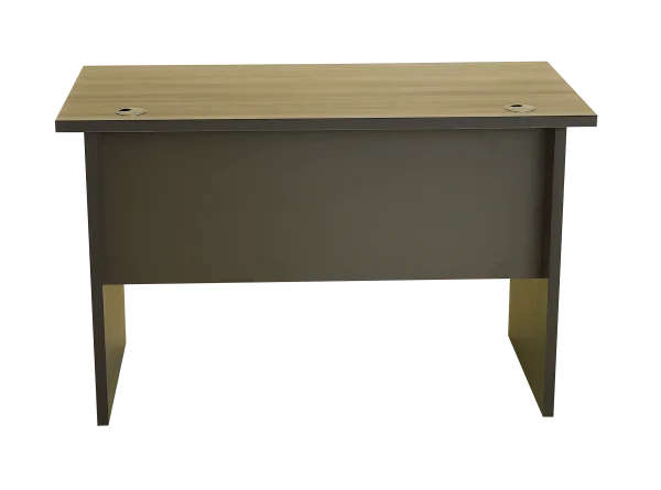 Modern Office Table – Elephant Gray Wood Grain Desk with Drawers - Image 3