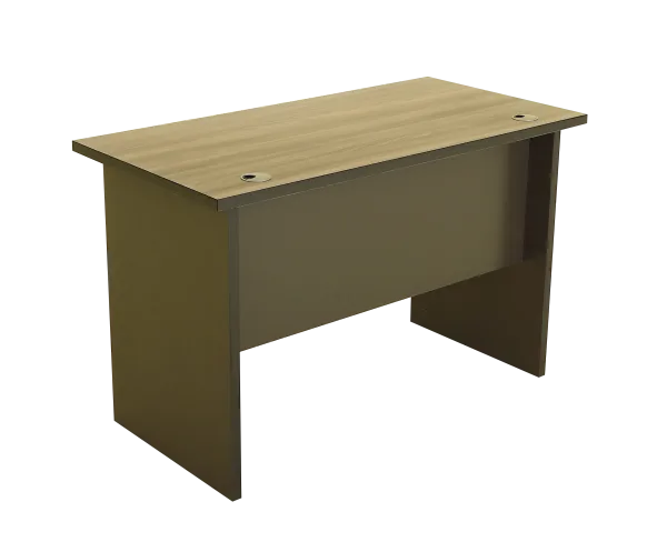 Modern Office Table – Elephant Gray Wood Grain Desk with Drawers - Image 2