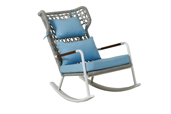 Outdoor Rocking Chair Set – Braided Rope Leisure Set with Footstools - Image 2