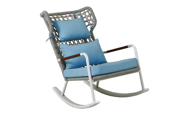 Outdoor Rocking Chair Set – Braided Rope Leisure Set with Footstools - Image 2