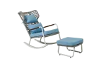 Outdoor Rocking Chair Set – Braided Rope Leisure Set with Footstools