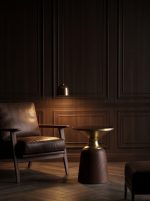 Hourglass-shaped light luxury wood grain side table - Image 2