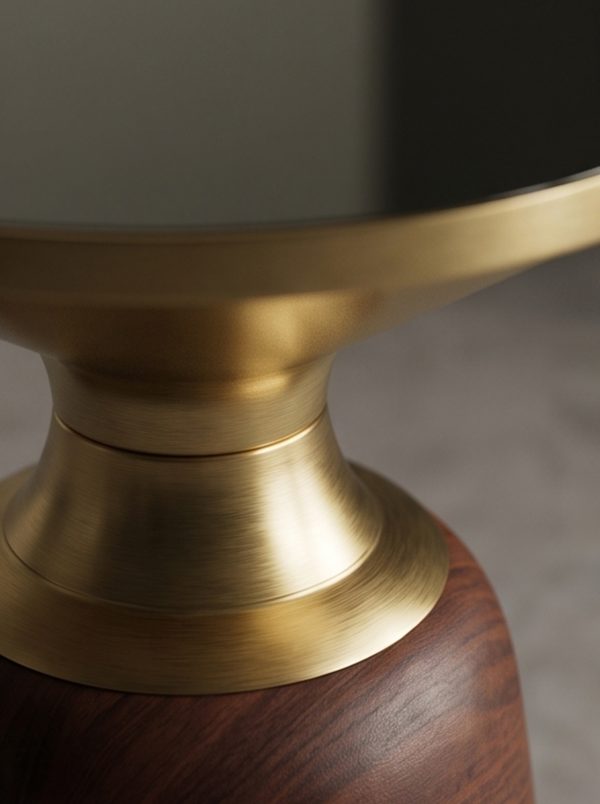 Hourglass-shaped light luxury wood grain side table - Image 5