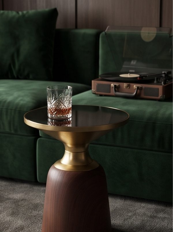 Hourglass-shaped light luxury wood grain side table - Image 3