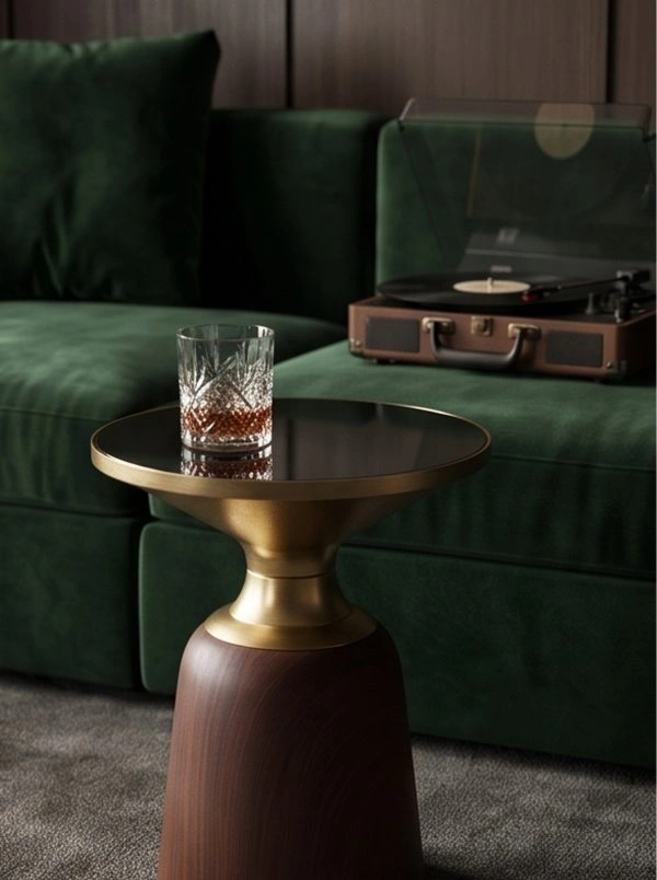 Hourglass-shaped light luxury wood grain side table - Image 4