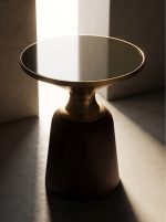 Hourglass-shaped light luxury wood grain side table - Image 4