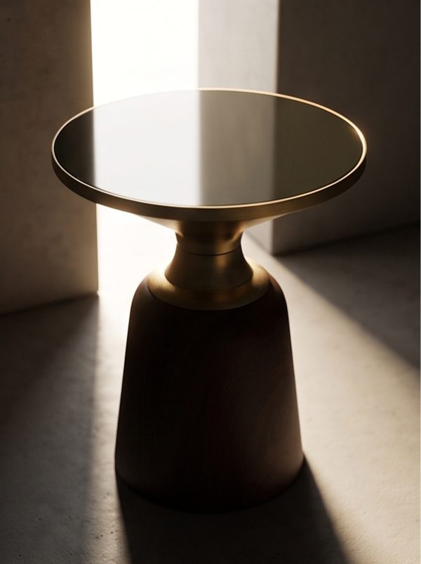Hourglass-shaped light luxury wood grain side table - Image 4