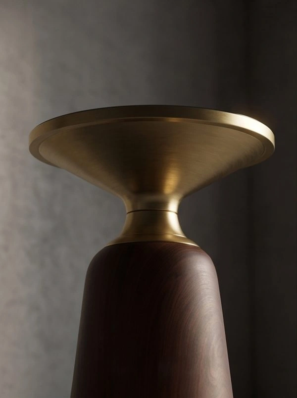 Hourglass-shaped light luxury wood grain side table - Image 8