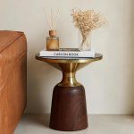 Hourglass-shaped light luxury wood grain side table