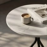 white marble base and black veining——Minimalist side table