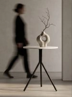white marble base and black veining——Minimalist side table - Image 5