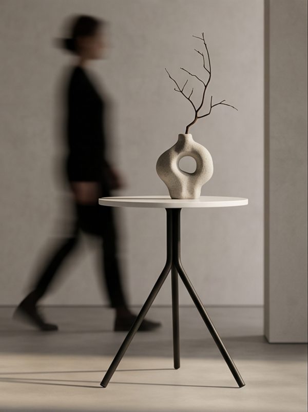 white marble base and black veining——Minimalist side table - Image 4