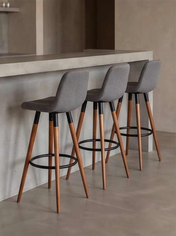 Nordic light luxury solid wood color-contrast bar stool - Image 4