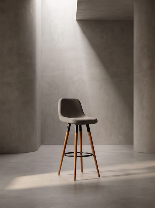 Nordic light luxury solid wood color-contrast bar stool - Image 3