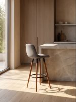 Nordic light luxury solid wood color-contrast bar stool - Image 5