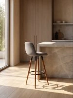 Nordic light luxury solid wood color-contrast bar stool - Image 5