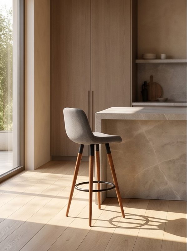 Nordic light luxury solid wood color-contrast bar stool - Image 5