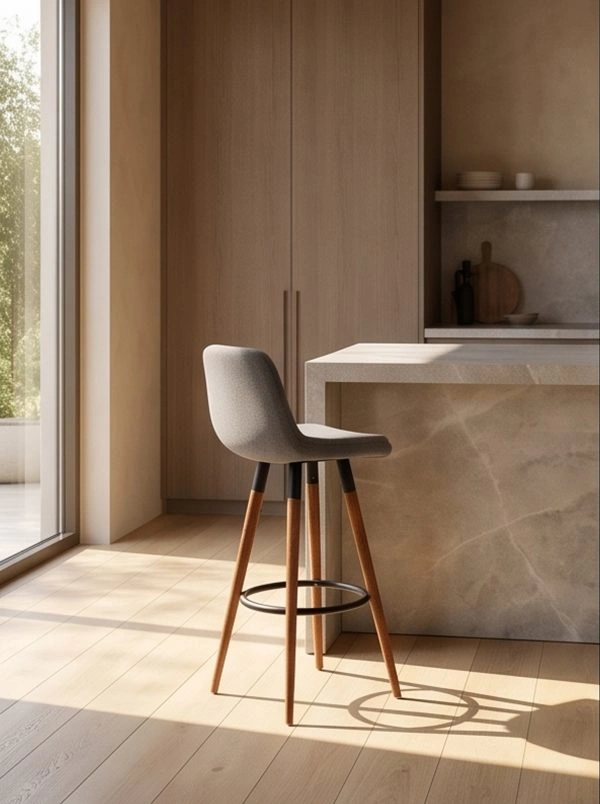 Nordic light luxury solid wood color-contrast bar stool - Image 5