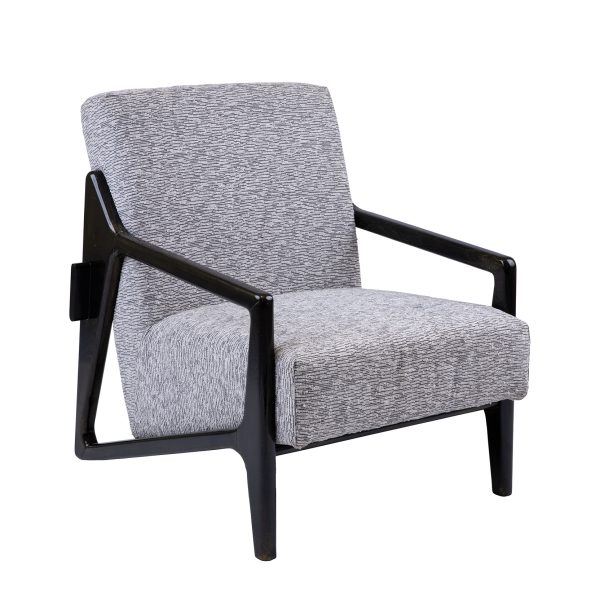 Minimalist Geometric Solid Wood Fabric Single Lounge Chair - Image 8