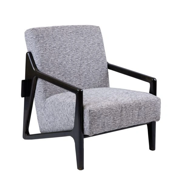 Minimalist Geometric Solid Wood Fabric Single Lounge Chair - Image 8