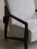 Minimalist Geometric Solid Wood Fabric Single Lounge Chair - Image 7