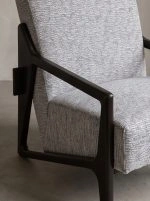 Minimalist Geometric Solid Wood Fabric Single Lounge Chair - Image 7