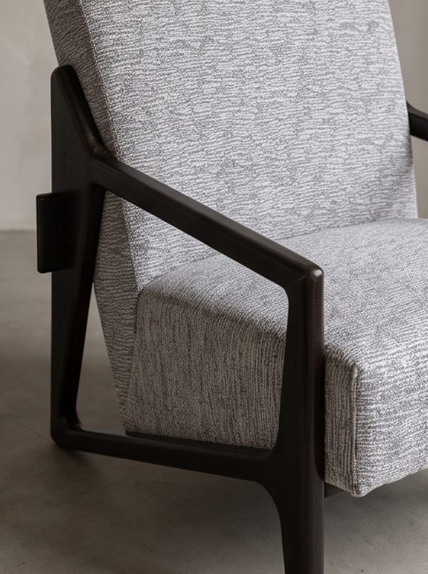 Minimalist Geometric Solid Wood Fabric Single Lounge Chair - Image 7