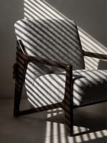 Minimalist Geometric Solid Wood Fabric Single Lounge Chair - Image 2