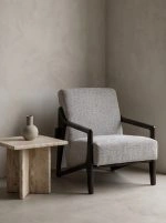 Minimalist Geometric Solid Wood Fabric Single Lounge Chair - Image 3