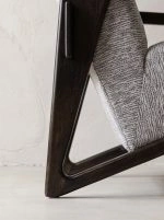 Minimalist Geometric Solid Wood Fabric Single Lounge Chair - Image 6