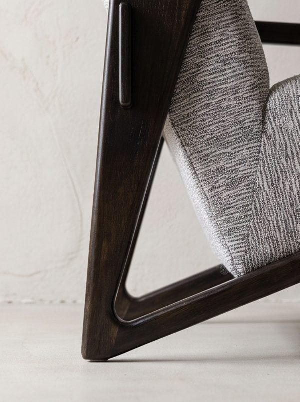 Minimalist Geometric Solid Wood Fabric Single Lounge Chair - Image 6