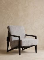 Minimalist Geometric Solid Wood Fabric Single Lounge Chair - Image 4