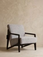 Minimalist Geometric Solid Wood Fabric Single Lounge Chair - Image 4