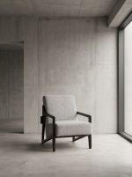 Minimalist Geometric Solid Wood Fabric Single Lounge Chair - Image 5