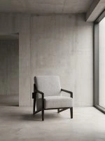 Minimalist Geometric Solid Wood Fabric Single Lounge Chair - Image 5