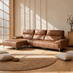 L-shaped Italian minimalist chaise corner sofa