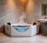 Double-person triangle smart massage bathtub
