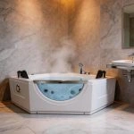 Double-person triangle smart massage bathtub